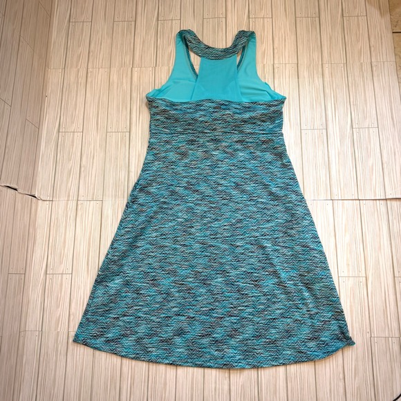 MPG Athletic Dress Blue Teal Chevron Print Racerback Sleeveless Athleisure M - Picture 2 of 4